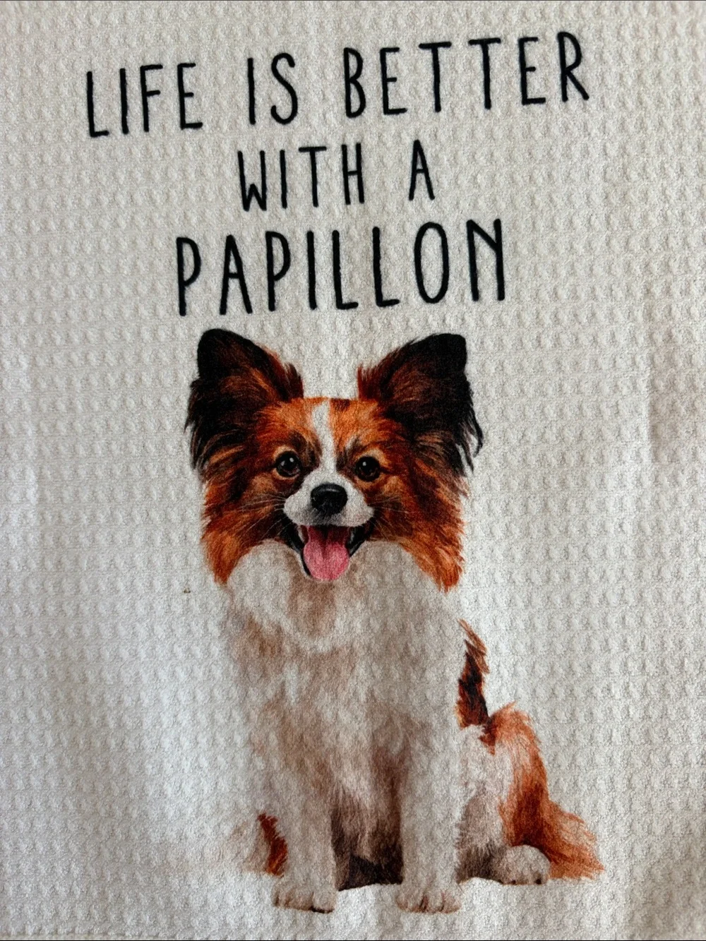 White Papillon Dog Kitchen Towels - Set of 2